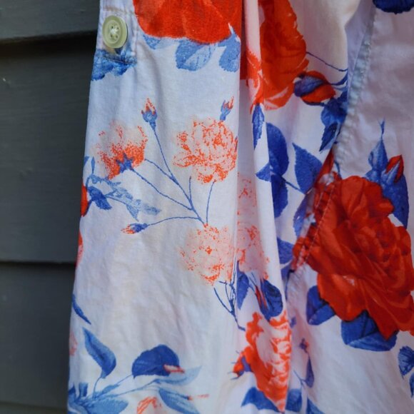 Talbots Red White Blue White Floral Button Down Blouse size Medium - Picture 11 of 13